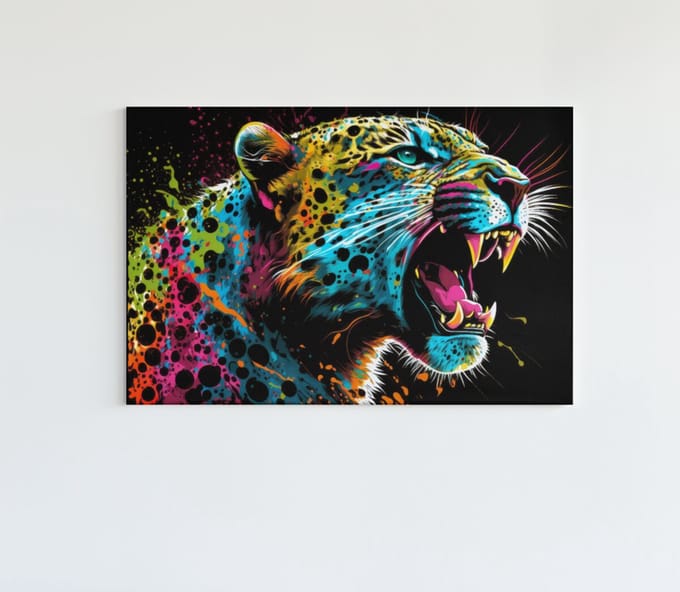 Canvas Schilderij - Luipaard - Dieren - Wilde Dier - Wanddecoratie - 60x40x2 cm