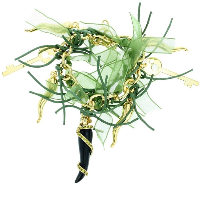Behave - Groene armband met bedels - Artistiek boho accent