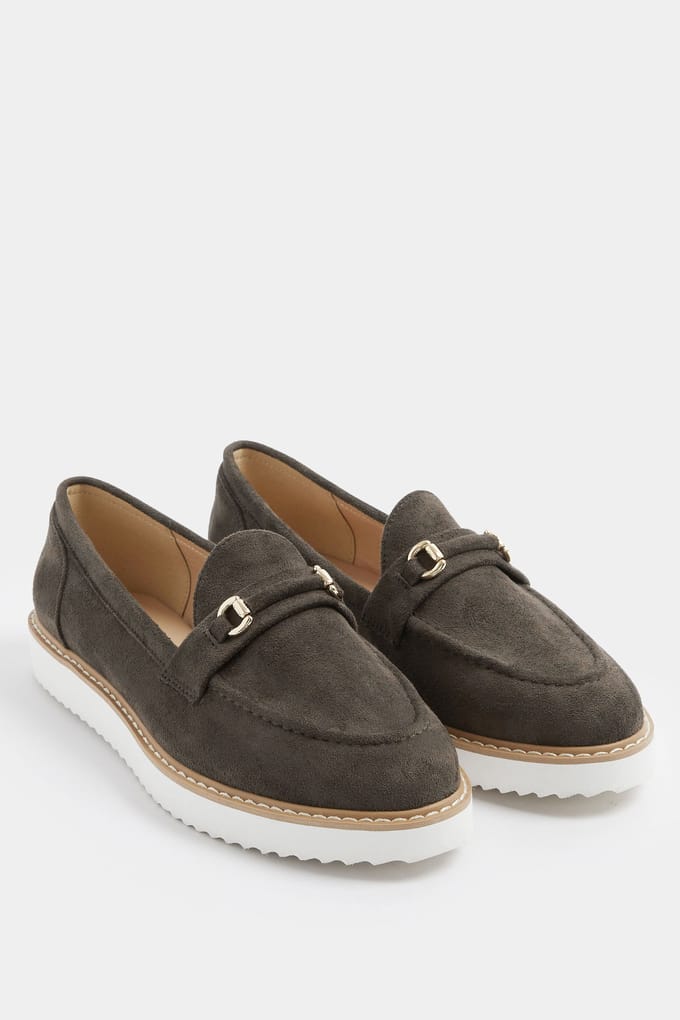 Yours Chocoladebruine Imitatiesuède Snaffle Loafers In Brede Epasvormsize 37EEE