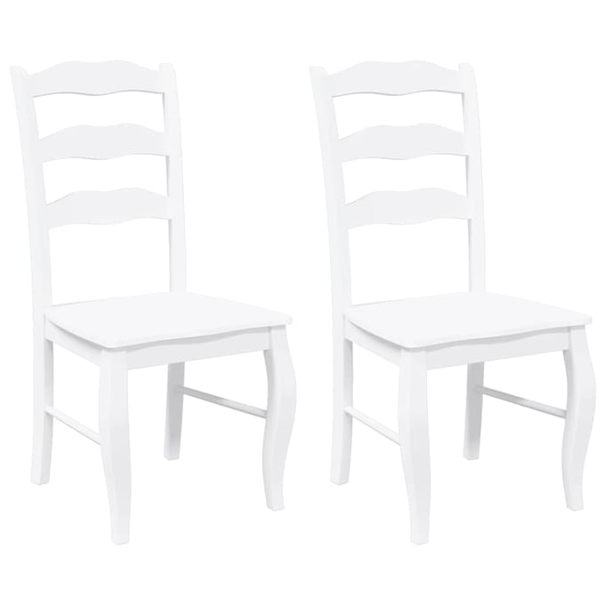 vidaXL - Eetkamerstoelen - 2 - stuks - Wit - Massief - Hout - Rubber