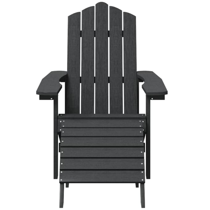 vidaXL - Tuinstoel - Adirondack - met - voetenbank - HDPE - antracietkleurig