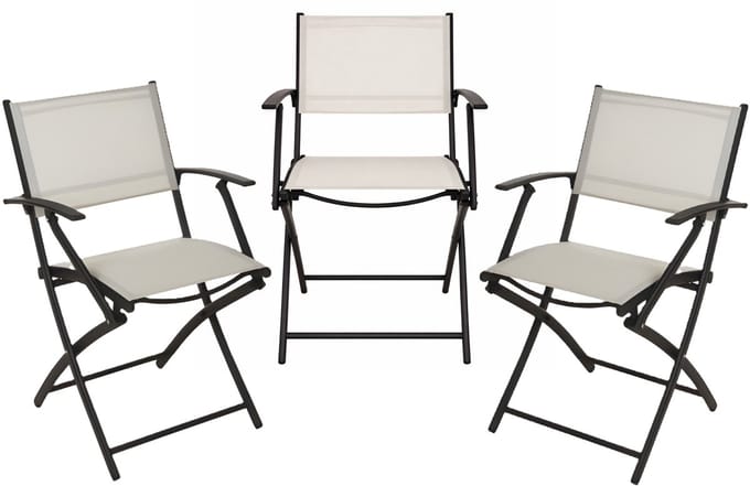 Klapstoel - 3x - beige - opklapbaar - 46 x 52 x 85 cm - staal/polyester - campingstoel/tuinstoel