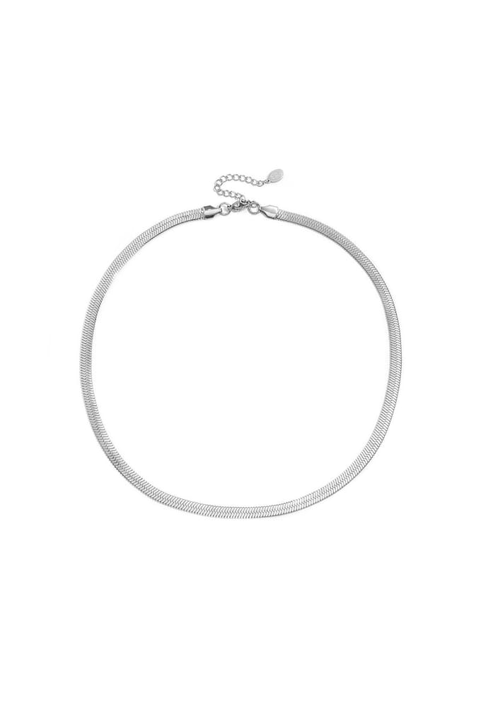 YEHWANG -  platte Ketting -  Retreat - zilver - geweven structuur