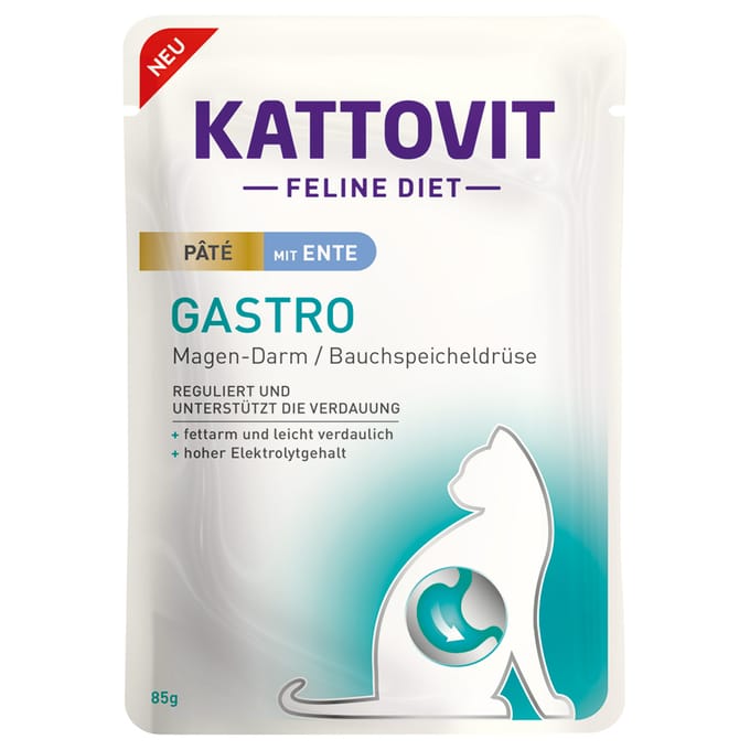 Kattovit - Feline Diet Pouch Gastro Paté 10x85g - Paté met eend