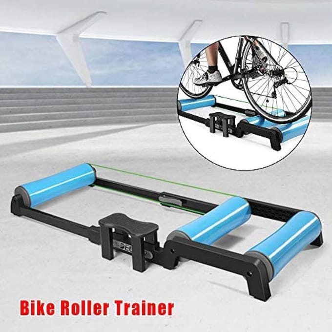 Fietstrainer Rol - Indoor Trainer - Thuistraining Fietsen - Stille Roller - 61-72 cm - Zwart/Blauw