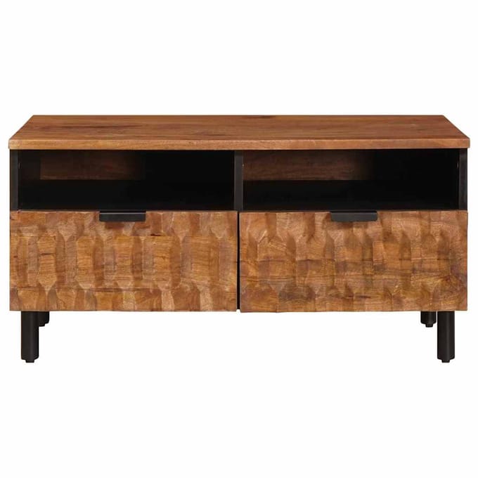 vidaXL - Salontafel - met - lade - Bruin - 80 - x - 54 - x - 40 - cm - Massief - Mango - Hout