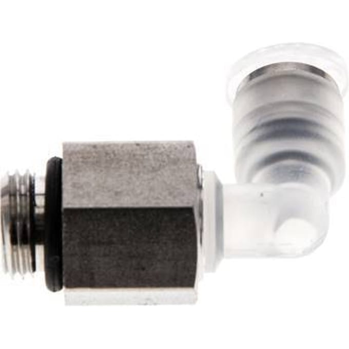 4mm x G1/8'' 90 graden L-verbinding PA/RVS Insteekfitting Buitendraad Draaibaar EPDM