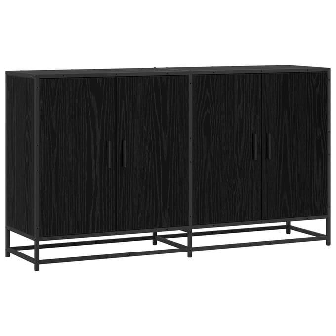vidaXL - Dressoir - Zwart - eiken - 134 - x - 35 - x - 76 - cm - Bewerkt - hout