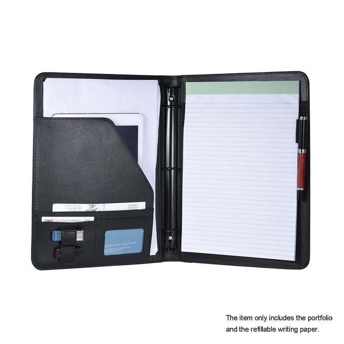 Pro Office PU cuir A4 portefeuille dossier organisateur porte-carte à feuilles mobiles black