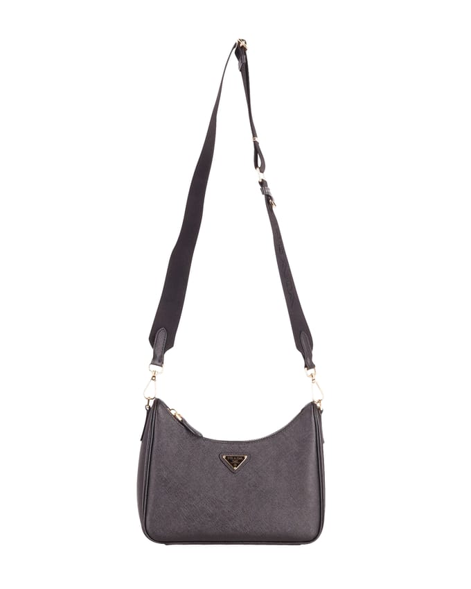 Prada Re-Edition 2005 Schoudertas in Zwart Saffiano Leer