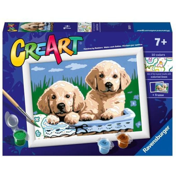 Ravensburger CreArt Cute Puppies - Schilderen op nummer voor kinderen
