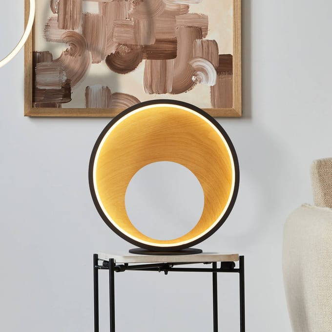Searchlight Curio LED tafellamp, houtlook