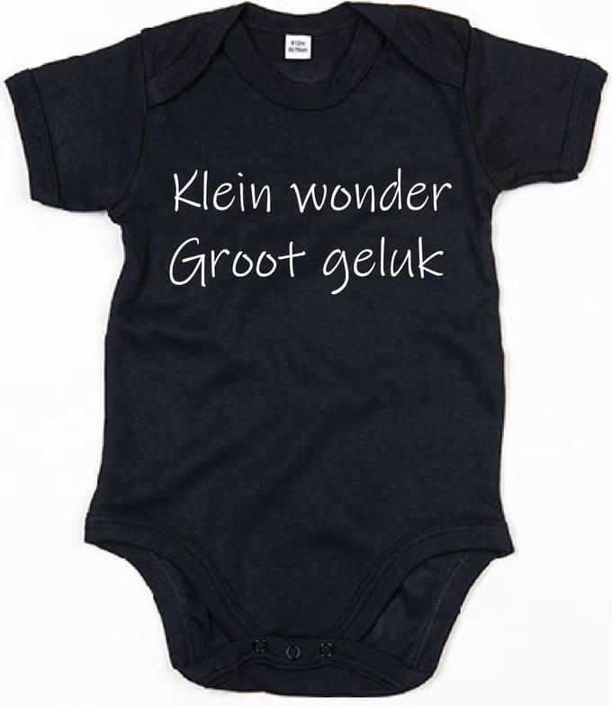 Rompertje Klein Wonder Groot Geluk-Zwart-6-12 Maanden