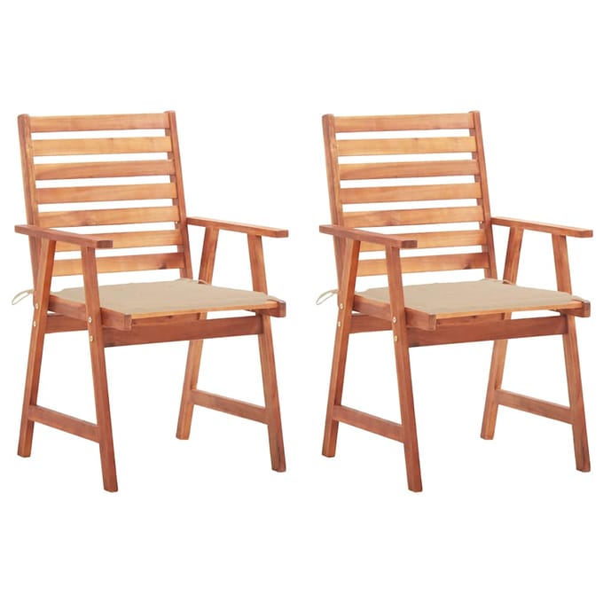 vidaXL - Tuinstoelen - 2 - st - met - kussens - massief - acaciahout