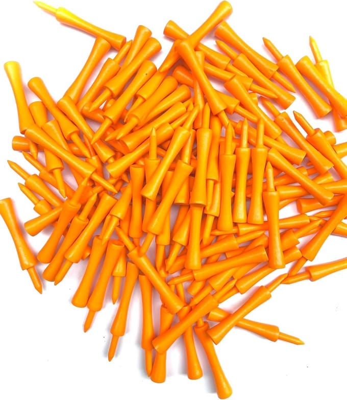 100 Stuks Biologisch Afbreekbare Bamboe Golf Tee's 70mm Oranje
