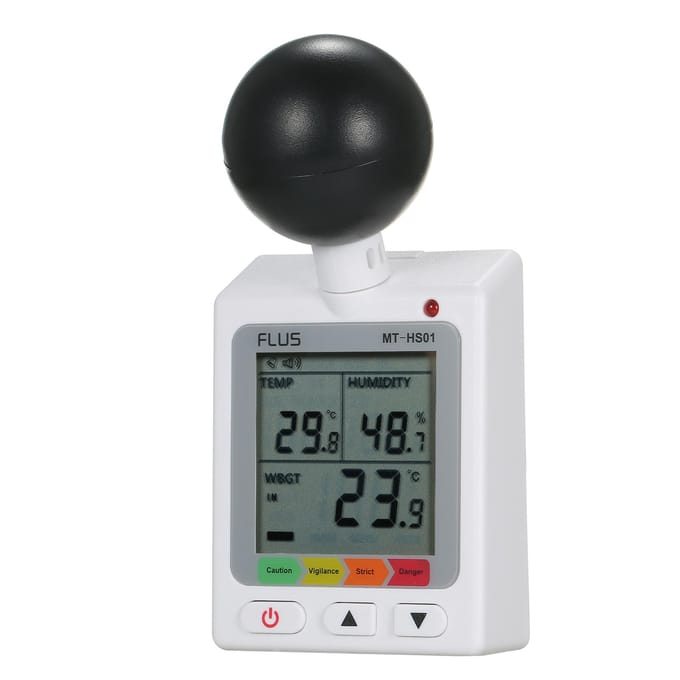 WBGT + HI Hitte-index Checker Stressmeter Luchtbol Temperatuur Vochtigheidstester wit