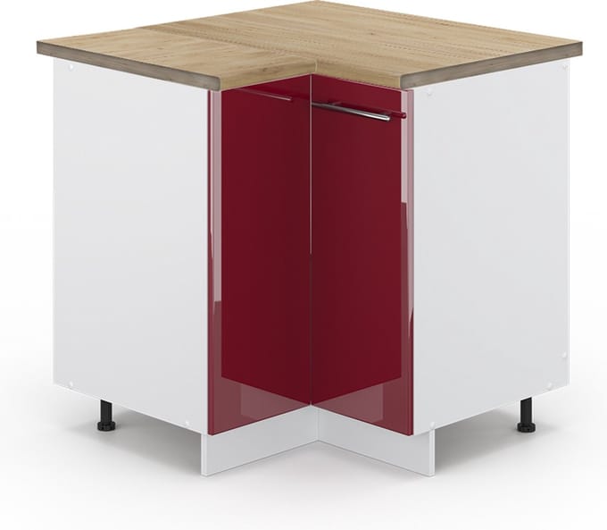 Vicco Fame-Line Hoekkast – 80.5 cm, WB Eik Bordeauxrode hoogglans