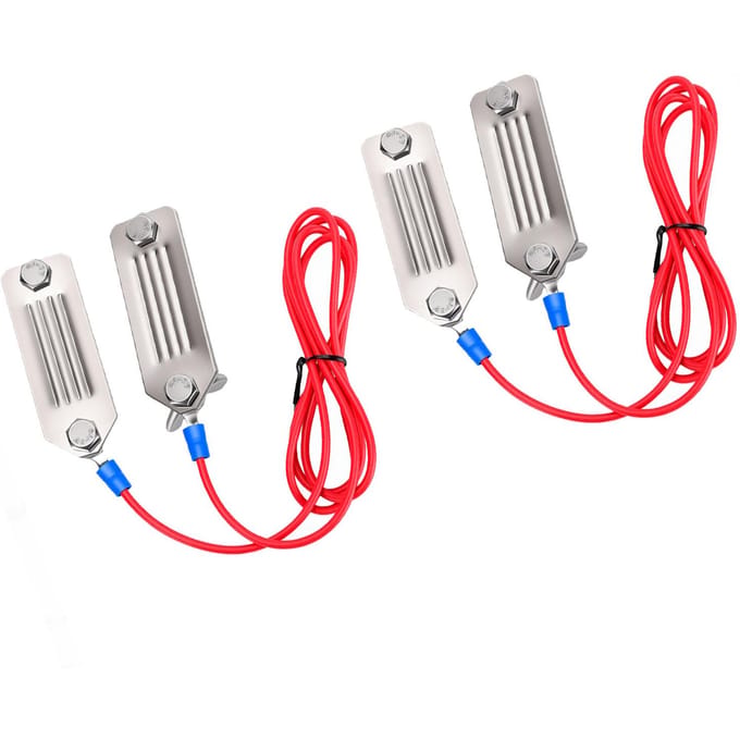 2 stuks Elektrische Schrikdraad Tape Connector Polytape naar Polytape Connector met 100cm Draad Roestvrij Staal white