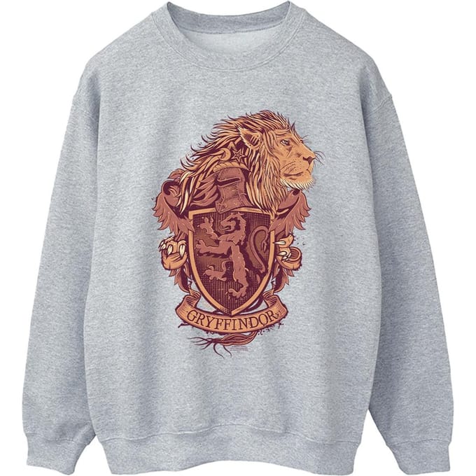 Harry Potter Dames/Dames Gryffindor Schets Crest Sweatshirt (Sportgrijs)