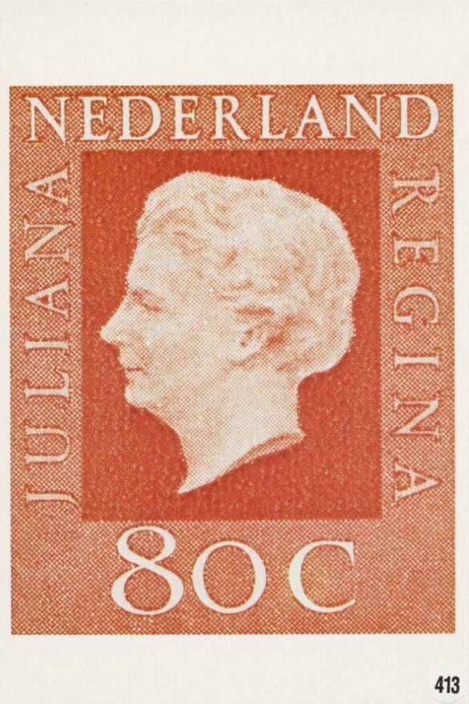 Briefkaart met afbeelding Juliana Regina postzegel
