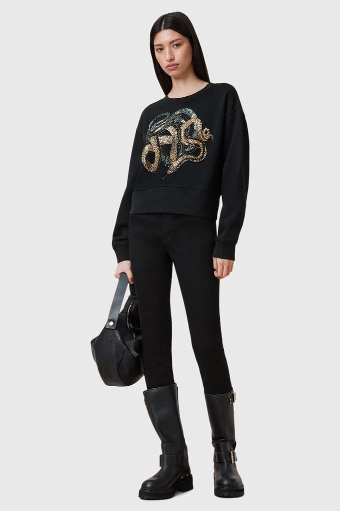 AllSaints Slitha Separo Sweat Black Maat: S | Sweaters Outlet | Dames | Zwart
