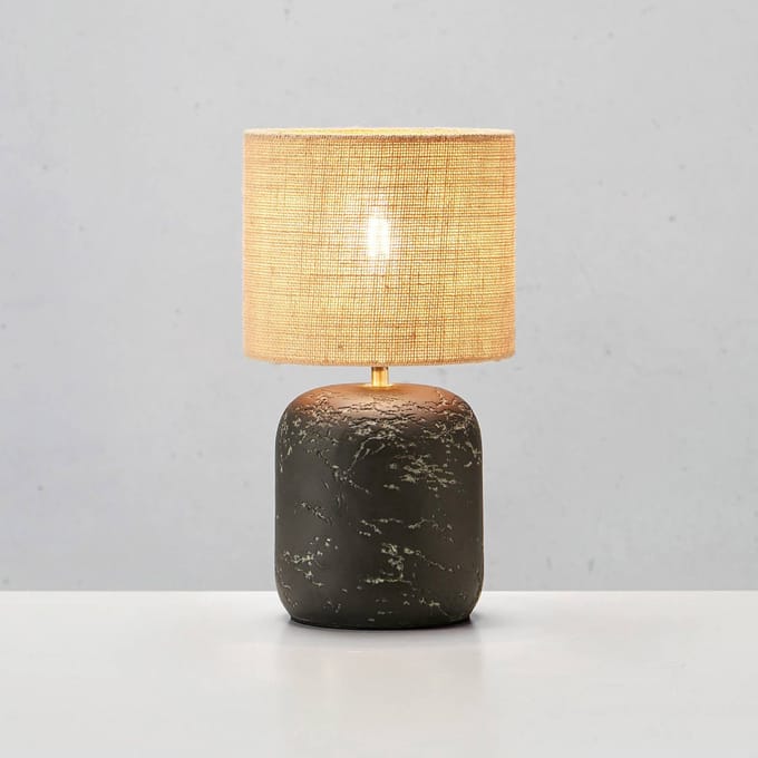 Markslöjd Tafellamp Montagna, beton, jute, hoogte 45 cm