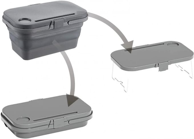 Opvouwbare Picknickmand 3-in-1 – Tafel, Opbergbox & Koelbak 15L - Grijs