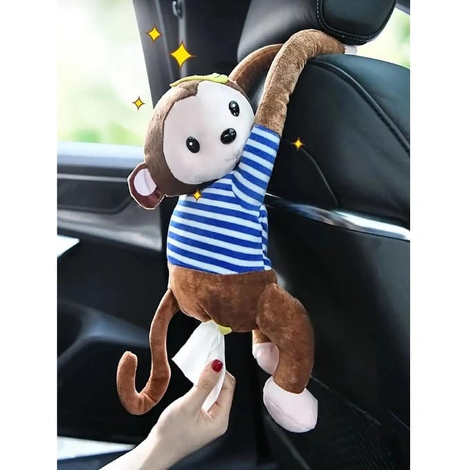 Creatieve Pipi Monkey Tissue Box, Auto-accessoires Tissue Roll Holder voor Autostoel Rugleuning, Cartoon Schattig gray
