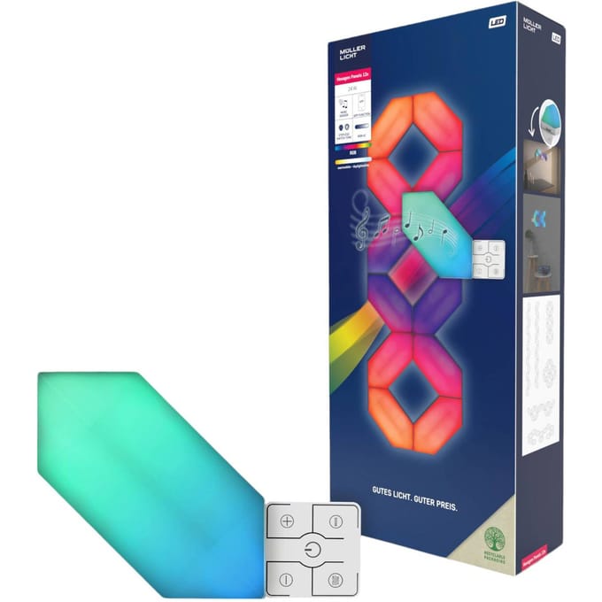 Müller-Licht LED wandlamp LED Magic paneel RGBW, zeshoekig, set van 12
