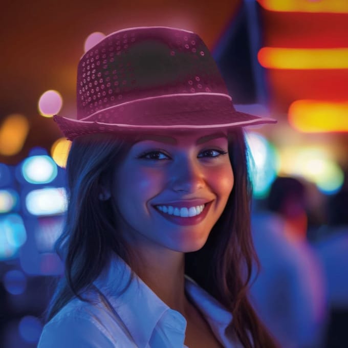 Glitterhoed pailleten met licht roze