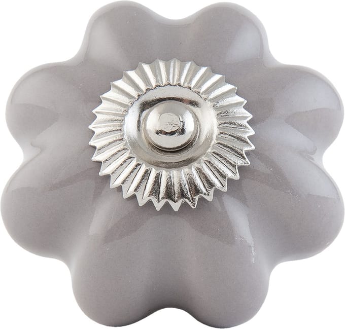Clayre & Eef Deurknop Ø 4 cm Grijs Keramiek