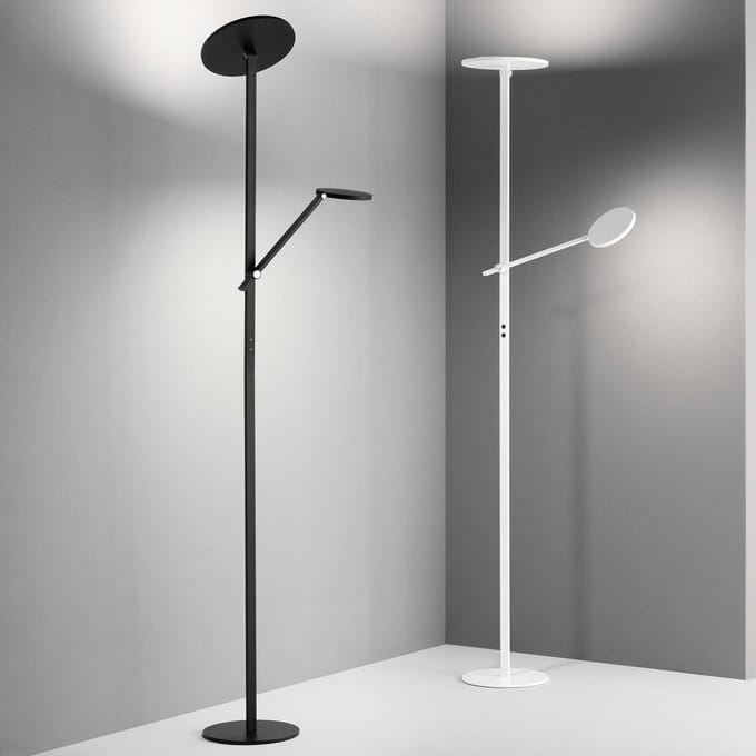 Fabas Luce Regina LED vloerlamp met leesarm, 2-lamps, wit