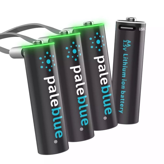 Paleblue AA USB-C oplaadbare batterijen (4x) - Lithium - lichter, sneller opladen, hoger vermogen, duurzaam - 1% for the planet