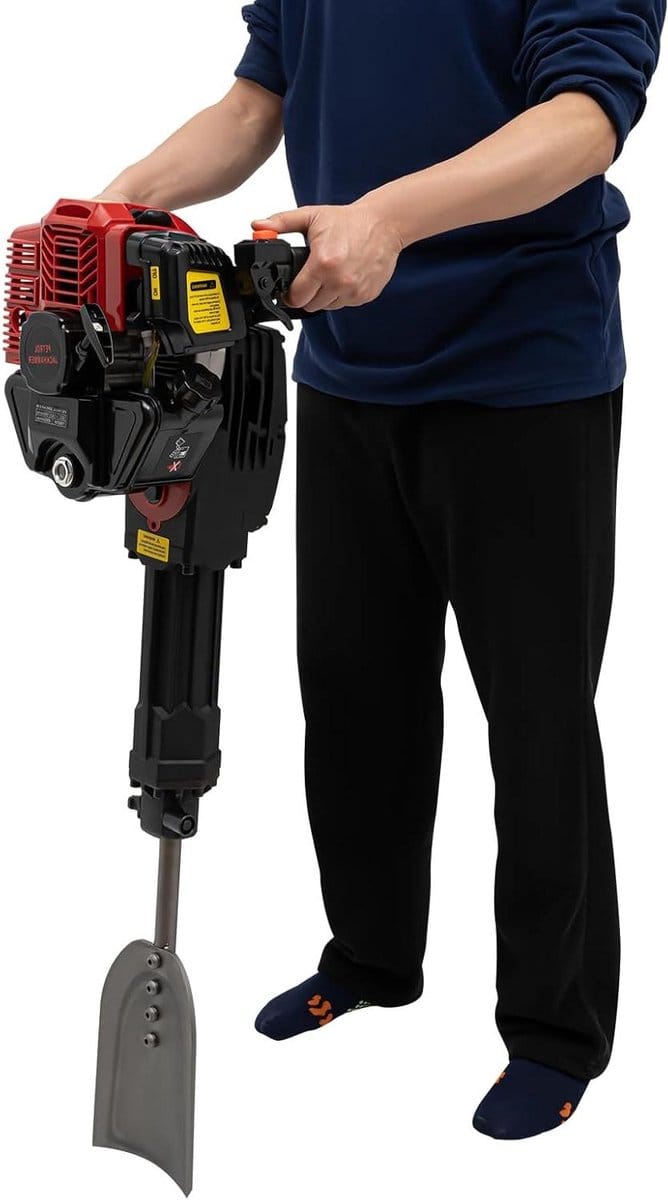Benzine Boormachine - Motorhak Tuinfrees - Grondbewerking Tuin - Drie Verwisselbare Kopper - 52CC - Zwart