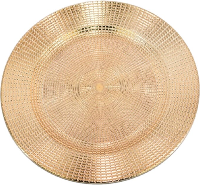 Gerimport kaarsenbord/onderbord - rond - goud - kunststof - D33 cm