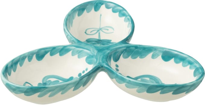 J-Line serveerschaal Granada Clover - keramiek - wit/aqua