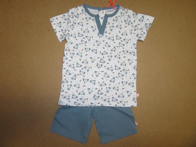 Noukie's - Zomer pyjama - Wit met groen - Nouky beertje - 2 jaar 92