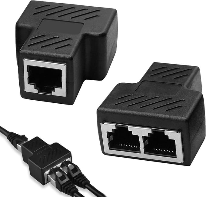 RJ45 Splitters 2-Pack - Ethernet Koppeling voor Cat5, Cat5e, Cat6, Cat7 - Plug and Play - Zwart