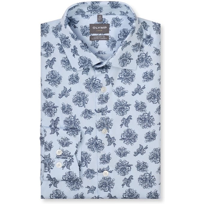 OLYMP Luxor 24/Seven Overhemd, Comfort Fit, New Kent, Bleu