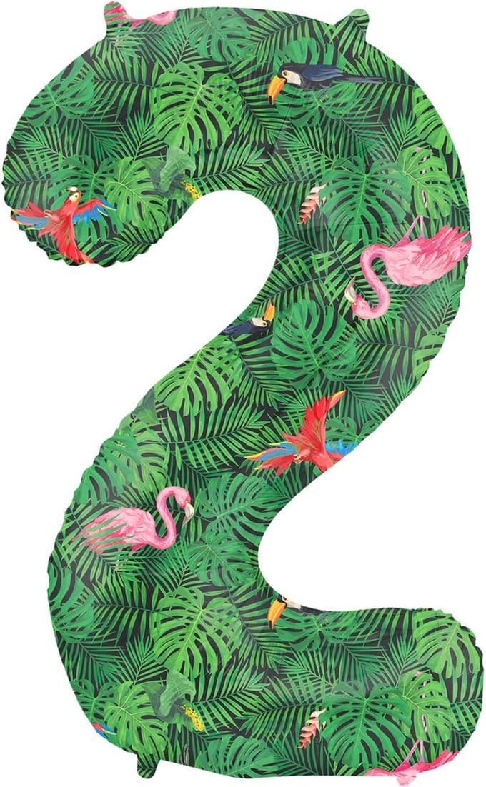 Folieballon Cijfer 2 Jungle Vibe - 86 cm