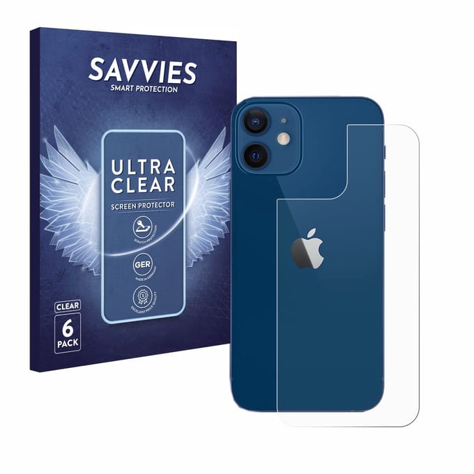 Savvies - Screenprotector voor Apple iPhone 12 / 12 Pro (Achterkant) - Folie Beschermfolie transparant 6 Stuks