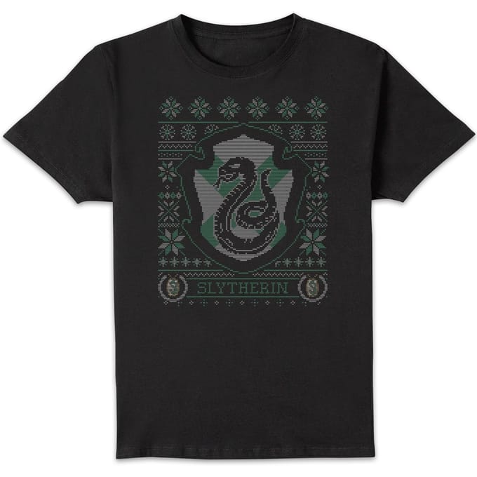 Harry Potter Slytherin Crest kerst t-shirt - Zwart - M
