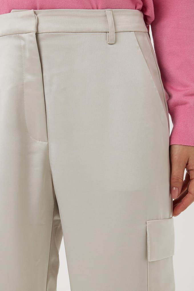 EsQualo Trousers Cargo Satin Light Stone Größe: 38 | Stoffhosen Outlet | Damen