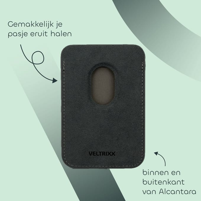 iPhone 17 – Alcantara Case + MagSafe Wallet + Gratis Screenprotector | Deep Grey | iPhone 17