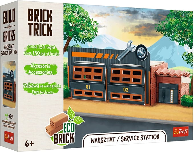 Brick Trick bouwset tankstation - creatief speelgoed voor kinderen.