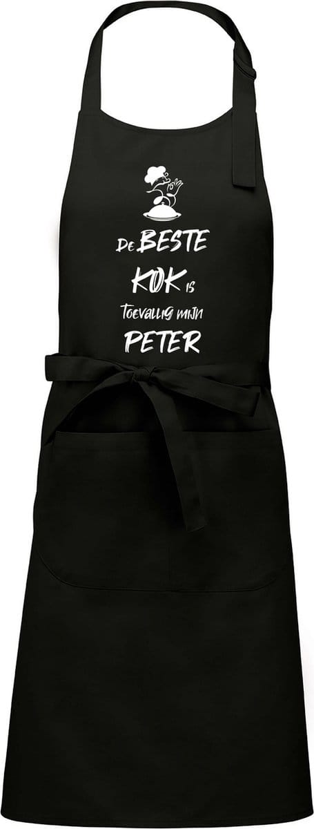 mijncadeautje - luxe schort - De beste kok is toevallig mijn PETER - zwart