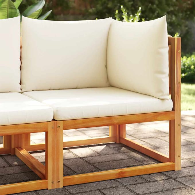 vidaXL - Tuinhoekbank - met - kussens - acaciahout - & - touw