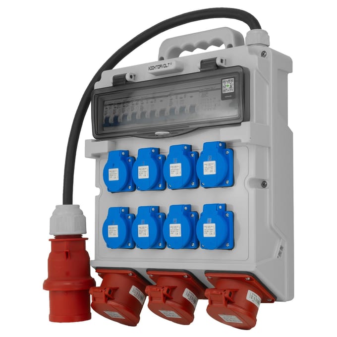 Tableau de chantier 2X16A 32A Cee 8X230V Erbetka Avec Câble Protégée Doktorvolt Tr-S/Fi Dv-5022-D