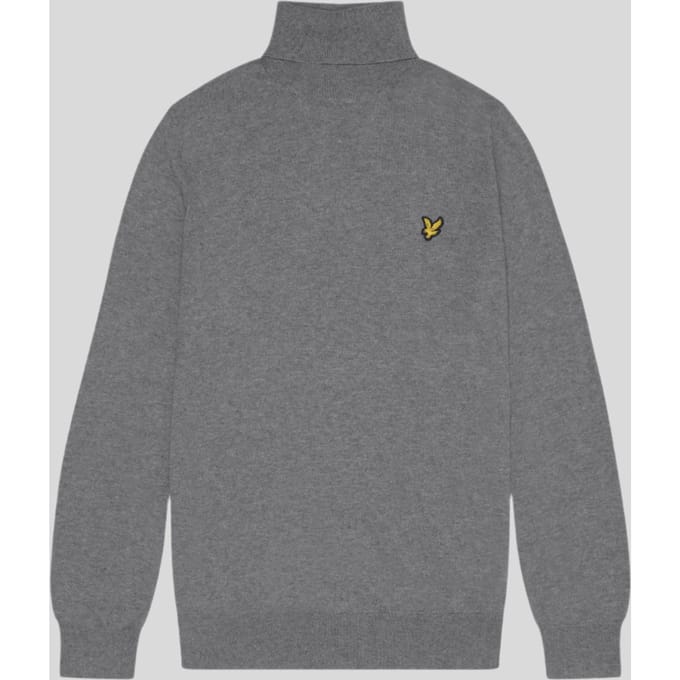 Lyle & Scott Cotton merino turtleneck jumper - mid grey marl