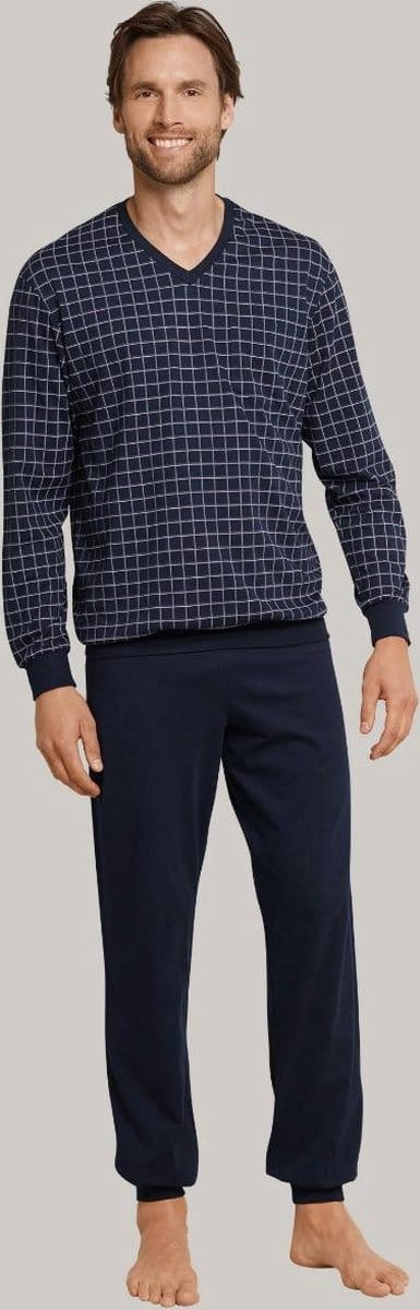 Schiesser Heren Pyjama - Donkerblauw - V Hals - Maat 62